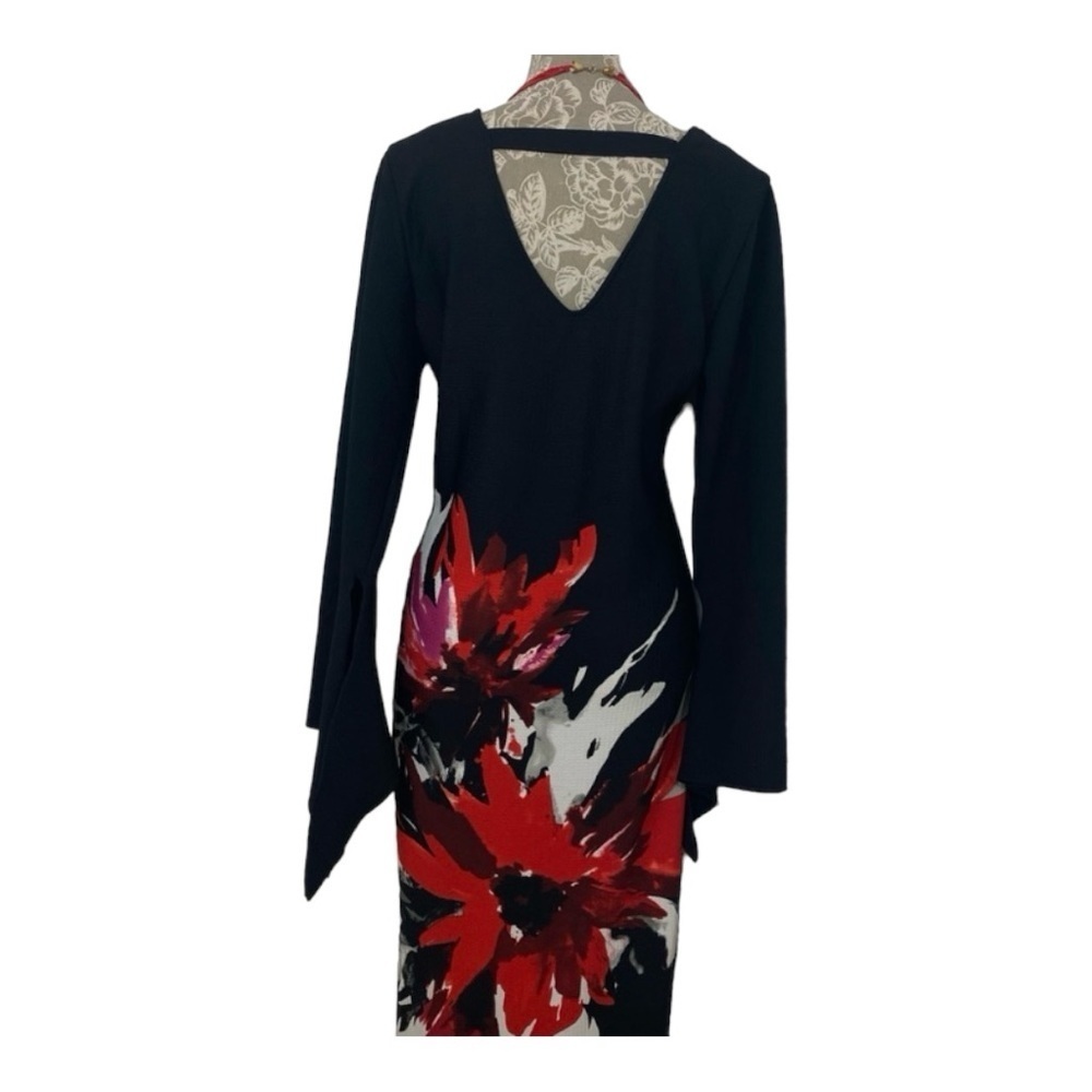 Floral Ashley Stewart Dress. Black/Red/White. Sz  12. - Picture 2 of 11